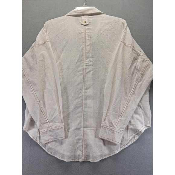 NWT Hem & Thread Women Button Up Top Beige Womens Size Small Minimalist Boho - Picture 6 of 8